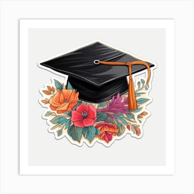 Graduation Hat With Flowers Art Print