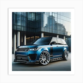 A Blue Modified Range Rover With Full Body Kit 4 Art Print