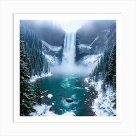 Waterfall In Winter Art Print