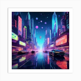 Cyberpunk Cityscape 1 Art Print