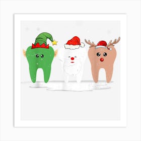 Teeth Santa Elf Reindeer Cute Dental Christmas Dentist Art Print