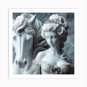 Lady And The Horse Art Print