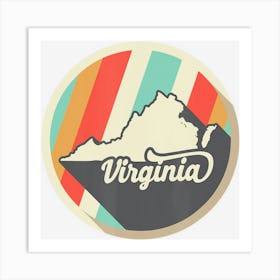 Vintage Virginia Va Home State Retro Teal Gift Art Print