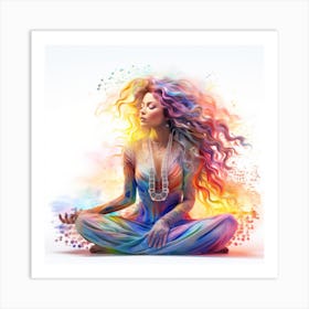 Multicoloured Woman In Meditation Art Print