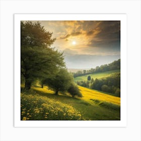 Sunset In The Meadow 3 Art Print