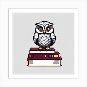 An Owl Perched On A Stack Of Books Symbolizing Wisdom And Learning Art Print