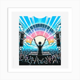 Dj At Sunset Art Print