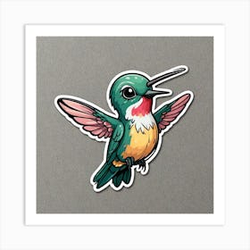 Sticker Of Cute Hummingbird With Funny Style 514648821 Art Print