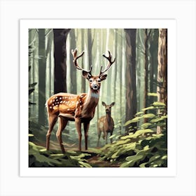 Deer In The Forest 27 Art Print