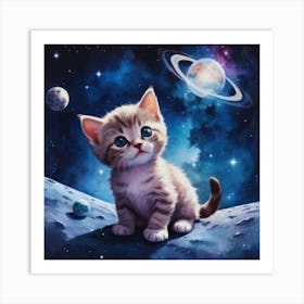 Kitten On The Moon 1 Art Print