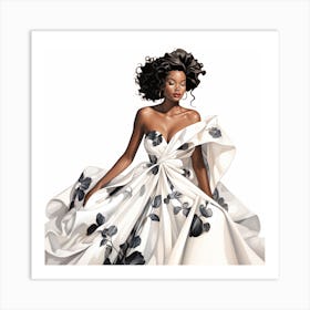 Black Woman In A White Dress Art Print