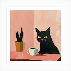 Cat With A Cup Of Coffee 1 Art Print