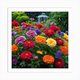 Colorful Flowers In The Rain 2 Art Print