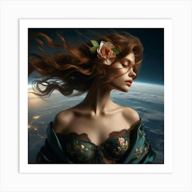 Beautiful Woman In Space Art Print