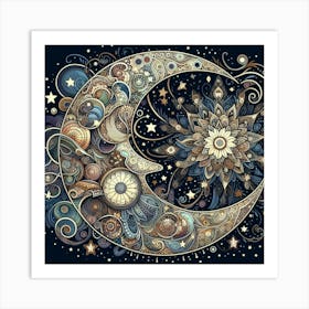 Moon And Stars 12 Art Print