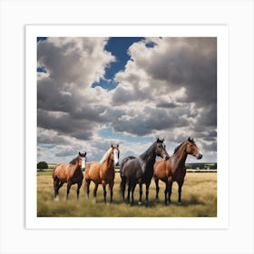 Horses In A Field 2 Art Print