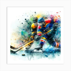 Hockey Players In Action Art Print