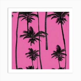 Palm Trees On A Pink Background Art Print