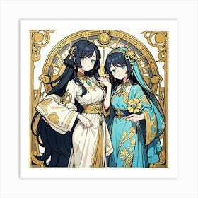 Two Anime Girls Art Print