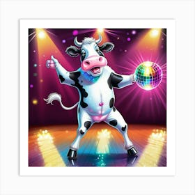 Disco Cow Art Print