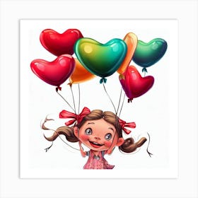 Little Girl With Balloons Art Print