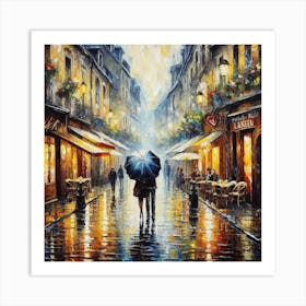 Rainy Night In Paris Art Print