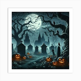 Halloween Graveyard 1 Art Print