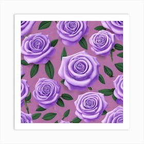 Purple Roses On A Pink Background Art Print