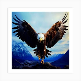 Bald Eagle, eagle rendering while flying Art Print