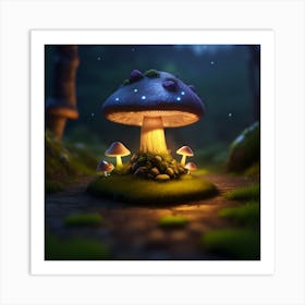 Glowing Mushrooms 1 Art Print