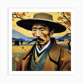 Japanese Fisherman in Van Gogh style Art Print