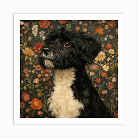 Dog In Flowers Art Art Print