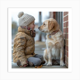 Little Girl And Dog 1 Art Print