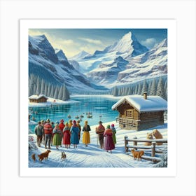 Switzerland In Winter alpp mountains Art Print