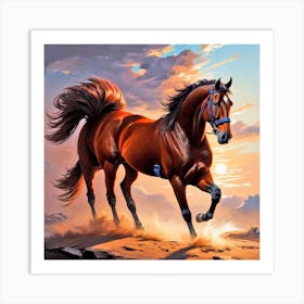 Horse At Sunset 2 Art Print