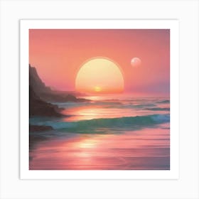 Sunset At The Beach 1 Art Print