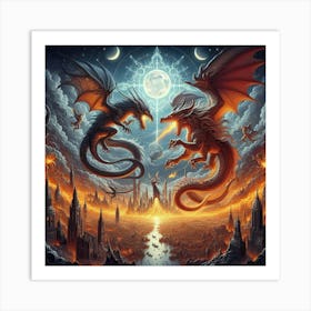 Dragons In The Sky 6 Art Print