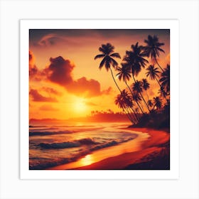 Sunset On The Beach Art Print