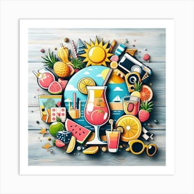 Summer Vacation Vector Illustration Art Print