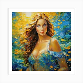 Angel In Blue Dress jln Art Print