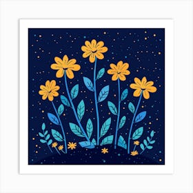 Flowers On The Night Sky Art Print