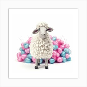 Sheep In Pink And Blue Art Print