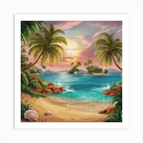 Sunset At The Beach 10 Art Print