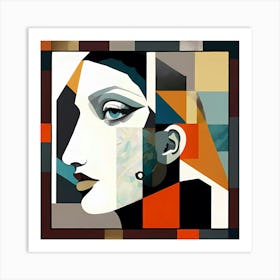 Abstract Portrait Artwork Of A Woman With Frame Art Print