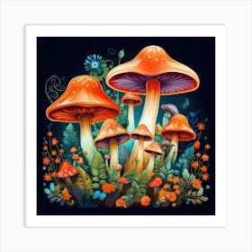 Mushrooms In The Forest 41 Art Print