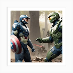 Captain America And Halo Art Print