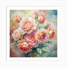 Watercolor Roses 15 Art Print