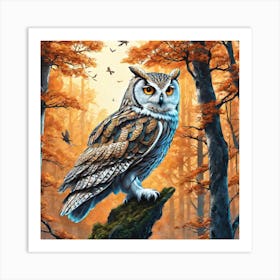 Owl In The Forest 178 Art Print