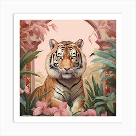 Tiger 2 Pink Jungle Animal Portrait Art Print