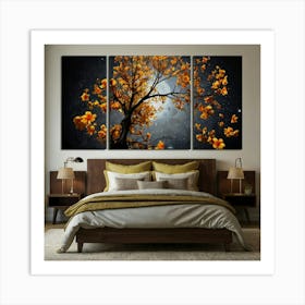 Tree On The Night Sky Art Print